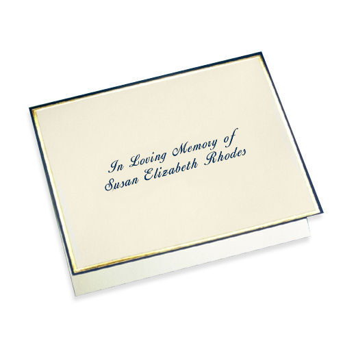 Gold and Navy Minuet Folded Sympathy Cards - Raised Ink